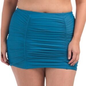 Raisins Curve Plus Costa Ruched High Waist Swim Skirt‎ Blue size 24W